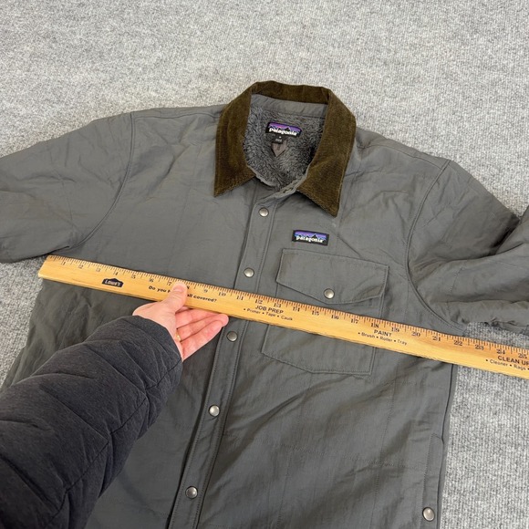 Patagonia Shirt Jacket Mens Medium Gray Fleece Lined Isthmus Quilted Shacket - Picture 5 of 10